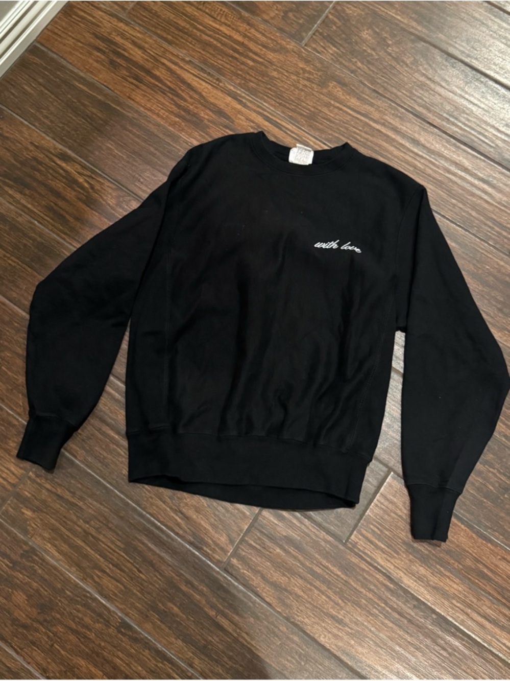 Maggie MacDonald Black Champion Reverse Weave “With Love” Crewneck